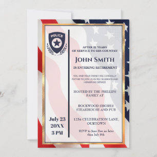 Simple Police Officer Retirement Party  Invitation