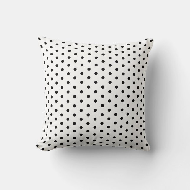 Simple Polka Dot Black and White Pattern Cushion (Front)