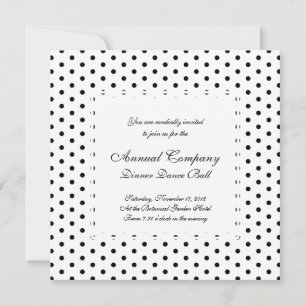 Simple Polka Dot Black and White Pattern Invitation