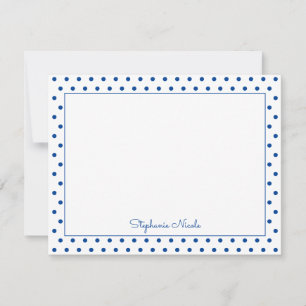 Simple Polka Dot Blue Personalised Thin Border Card