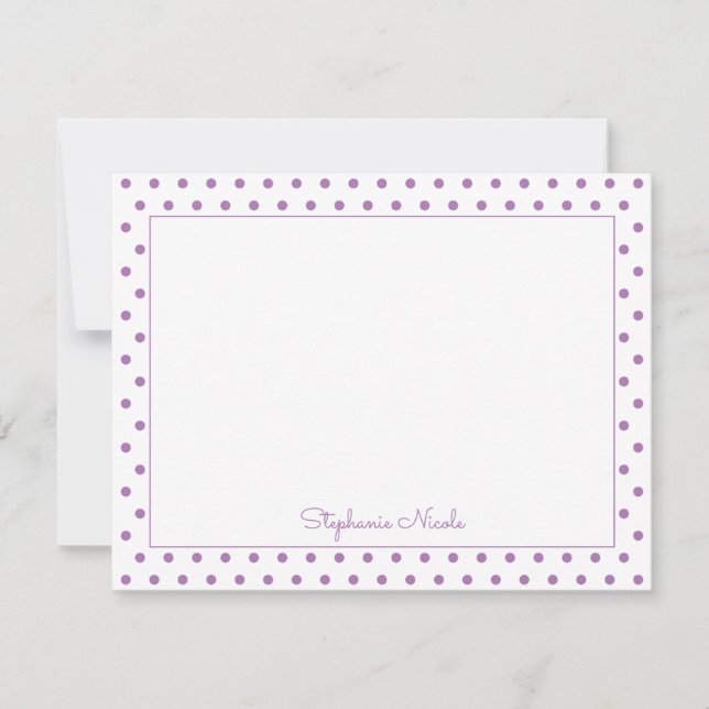 Simple Polka Dot Lavender Personalised Thin Border Card (Front)