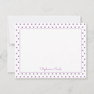 Simple Polka Dot Lavender Personalised Thin Border Card