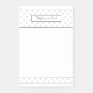 Simple Polka Dot Light Grey Personalised  Post-it Notes