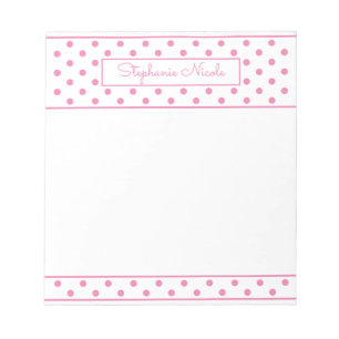 Simple Polka Dot Pink Personalised Notepad