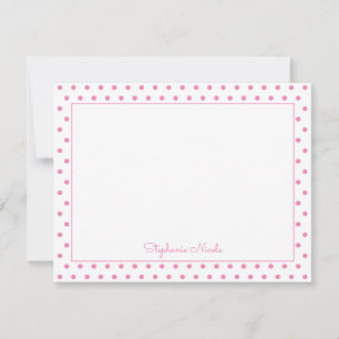 Simple Polka Dot Pink Personalised Thin Border Card