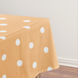 Simple Polka Dots Light Orange and White Tablecloth