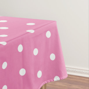 Simple Polka Dots Pink and White Tablecloth