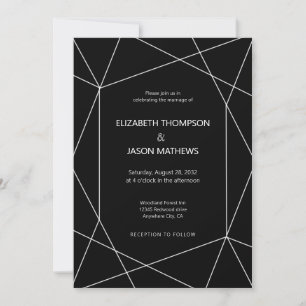 Simple Polygon Black and White Gay Wedding Invitation