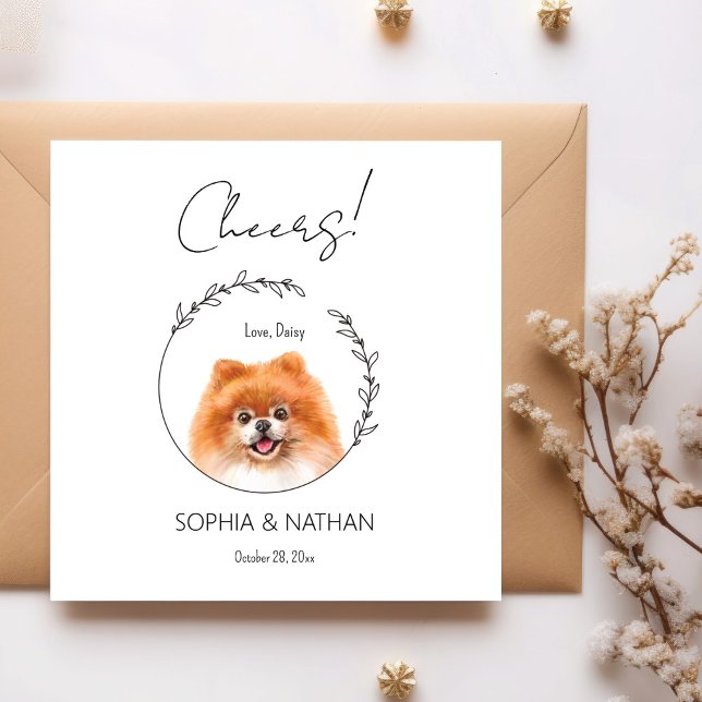 Simple Pomeranian Dog Wedding Cocktail Napkins (Creator Uploaded)