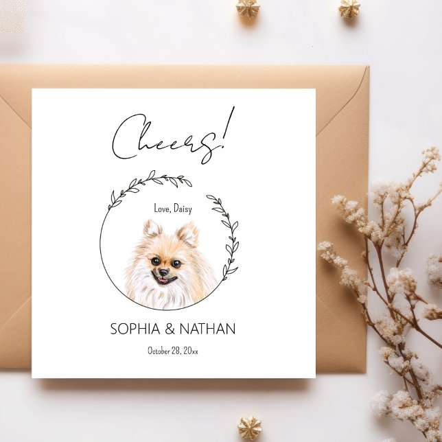Simple Pomeranian Dog Wedding Cocktail Napkins (Creator Uploaded)