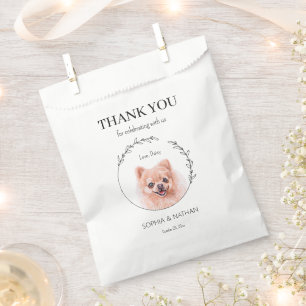 Simple Pomeranian Dog Wedding Thank You Favour Bag