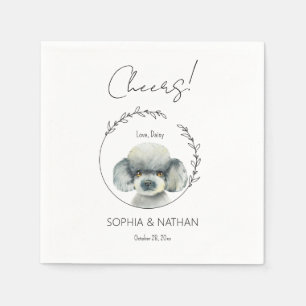 Simple Poodle Dog Wedding Cocktail Napkin