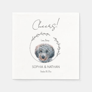 Simple Poodle Dog Wedding Cocktail  Napkin