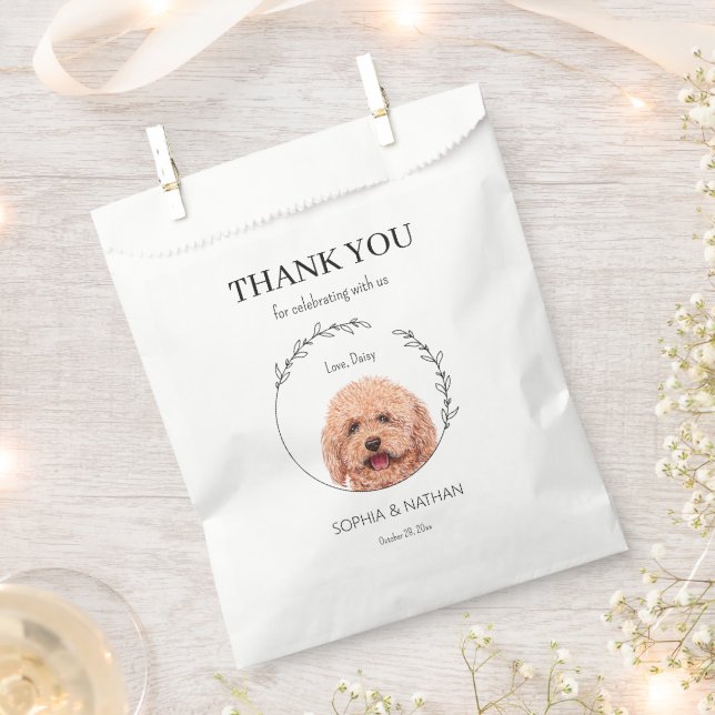 Simple Poodle Dog Wedding Thank You Favour Bag (Clipped)