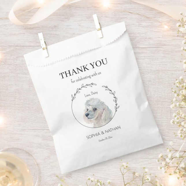Simple Poodle Dog Wedding Thank You Favour Bag (Clipped)