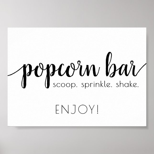 Simple Popcorn Bar | Black Script Any Event Sign (Front)