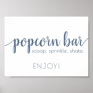 Simple Popcorn Bar Dusty Blue Any Event Sign