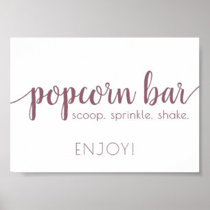Simple Popcorn Bar Mauve Pink Any Event Sign