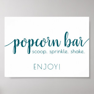 Simple Popcorn Bar   Teal Aqua Any Event Sign