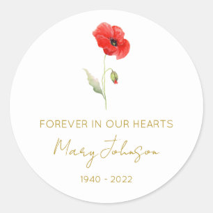 Simple Poppy Memorial  Classic Round Sticker