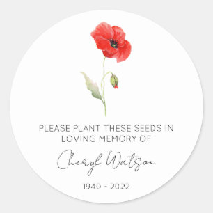 Simple Poppy Memorial Seed Packet Classic Round Sticker