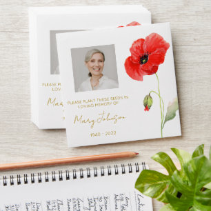 Simple Poppy Photo Funeral Seed Envelope