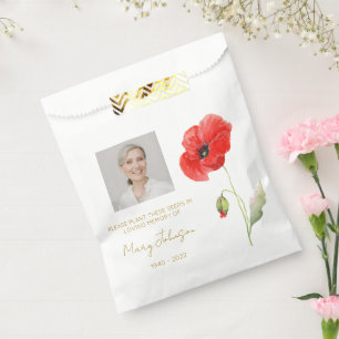 Simple Poppy Photo Funeral Seed Favour Bag