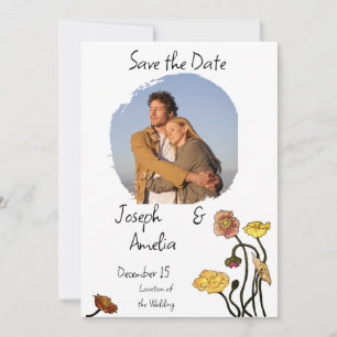 Simple Poppy Photo Wedding Save the Date Invitation