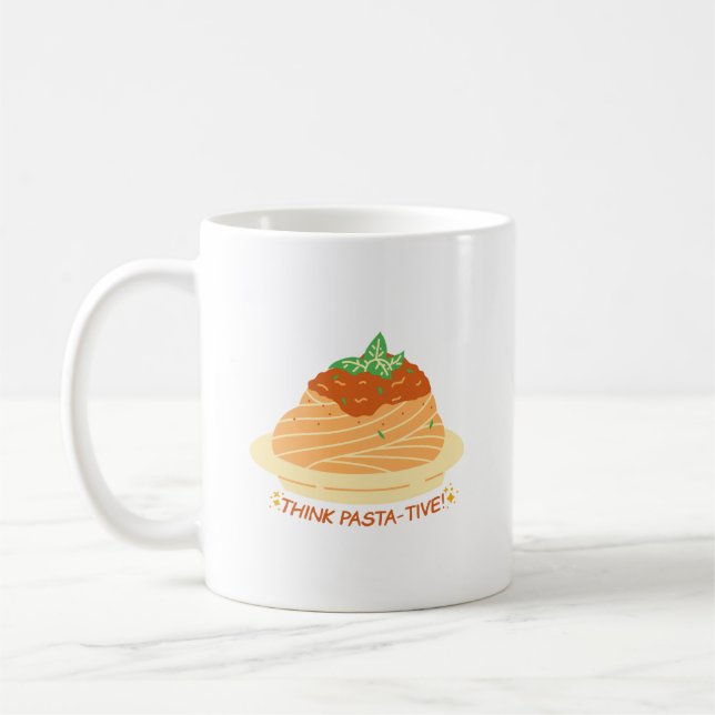 Simple Positivity Think Pastative Cute Spaghetti Coffee Mug (Left)