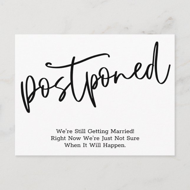 Simple Postponed Wedding Announcement Postcard (Front)