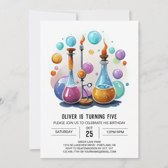 Simple Potion Whimsy Scientist Birthday Invitation (Front)