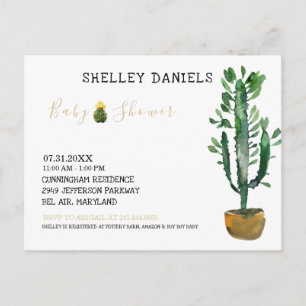Simple Potted Cactus Nongender Baby Shower Announcement Postcard