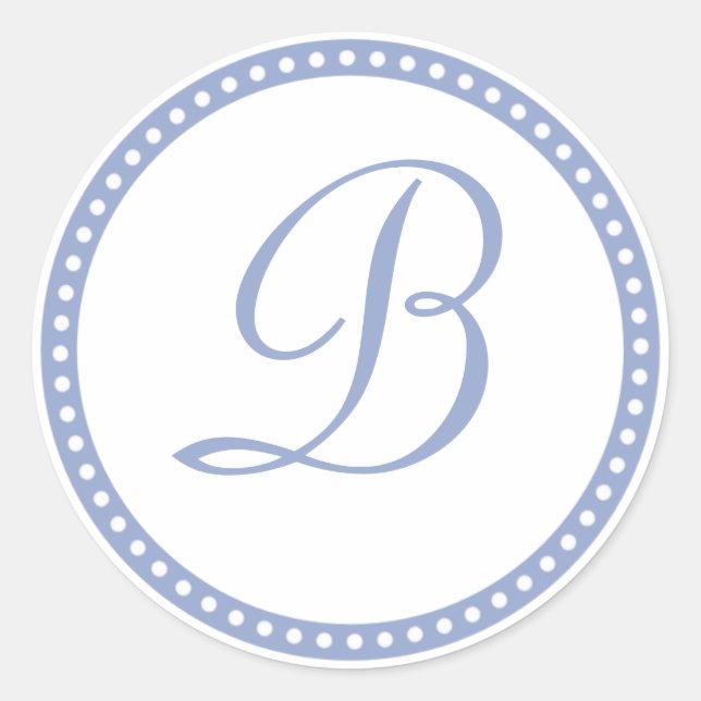 Simple Powder Blue Dot Monogram Initial Sticker (Front)