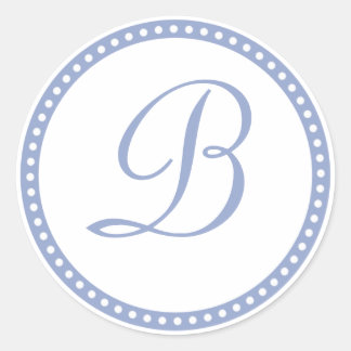 Simple Powder Blue Dot Monogram Initial Sticker