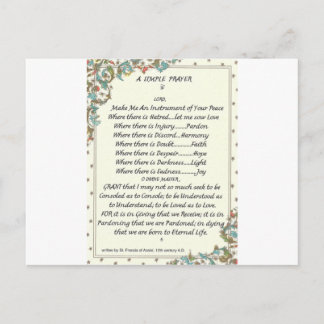 simple prayer=st. francis=pope francis=florentine postcard