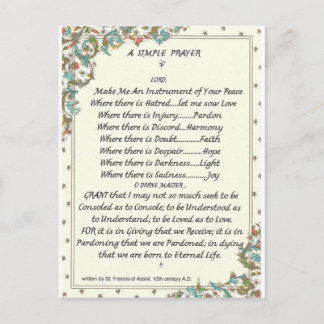 simple prayer=st. francis=pope francis=florentine postcard