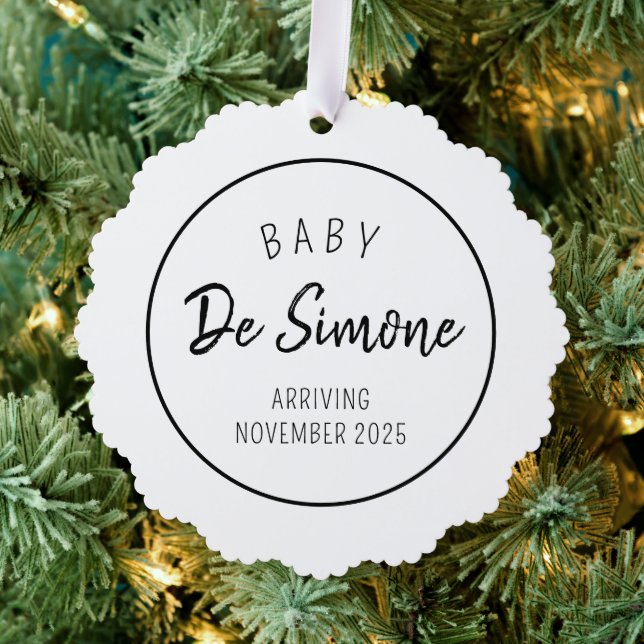 Simple Pregnancy Announcement Green Ornament Card (Insitu (Tree))