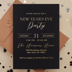 Simple Premium Gold and Black New Year's Eve Party