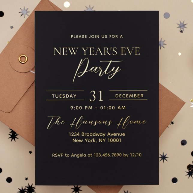 Simple Premium Gold and Black New Year's Eve Party (Creator Uploaded)