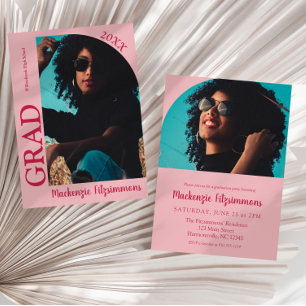 Simple Preppy Photo Graduation Invitation