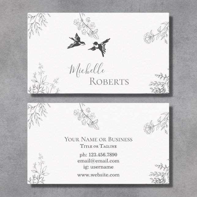 Simple Pretty Birds and Branches Garden Business Card (Creator Uploaded)
