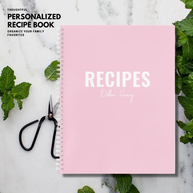 Simple Pretty Blush Pink Monogram Recipe Journal (Creator Uploaded)