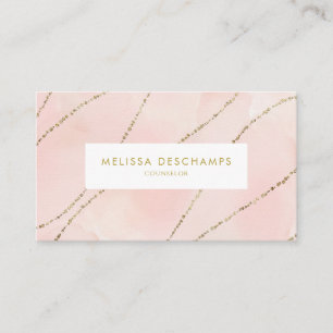 Simple Pretty Blush Watercolor Faux Glitter Business Card