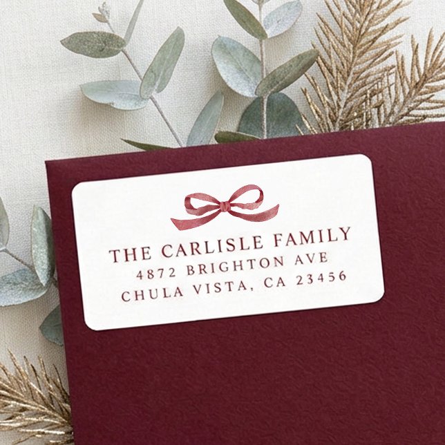 Simple Pretty Bow Christmas Return Address Label (Creator Uploaded)