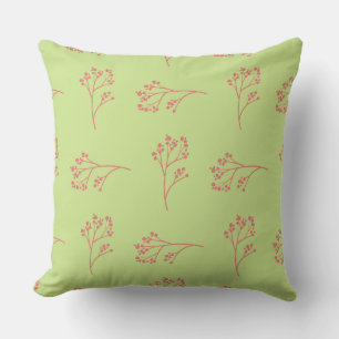 Simple Pretty Lime Green and Pink Floral  Cushion