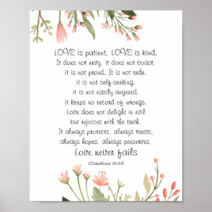 Simple Pretty Pink Flowers Christian Wedding Poster