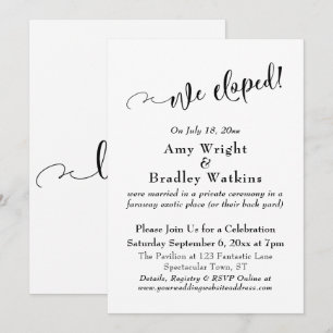 Simple Pretty Typography We Eloped Celebration Invitation