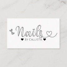 Simple Pretty White Hearts Typography Nail Tech
