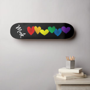 Simple PRIDE Rainbow colors hearts tote Skateboard