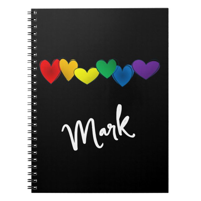 Simple PRIDE Rainbow colours hearts tote Notebook (Front)